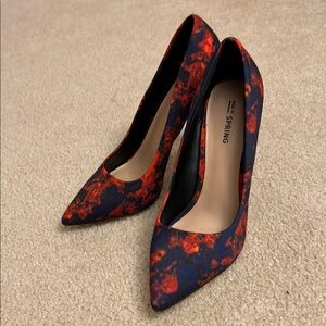 Call It Spring Red and Blue Floral Heels